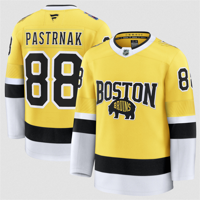Men's Gold Boston Bruins #88 David Pastrnak 2026 Stadium Series Stitched Hockey Jersey